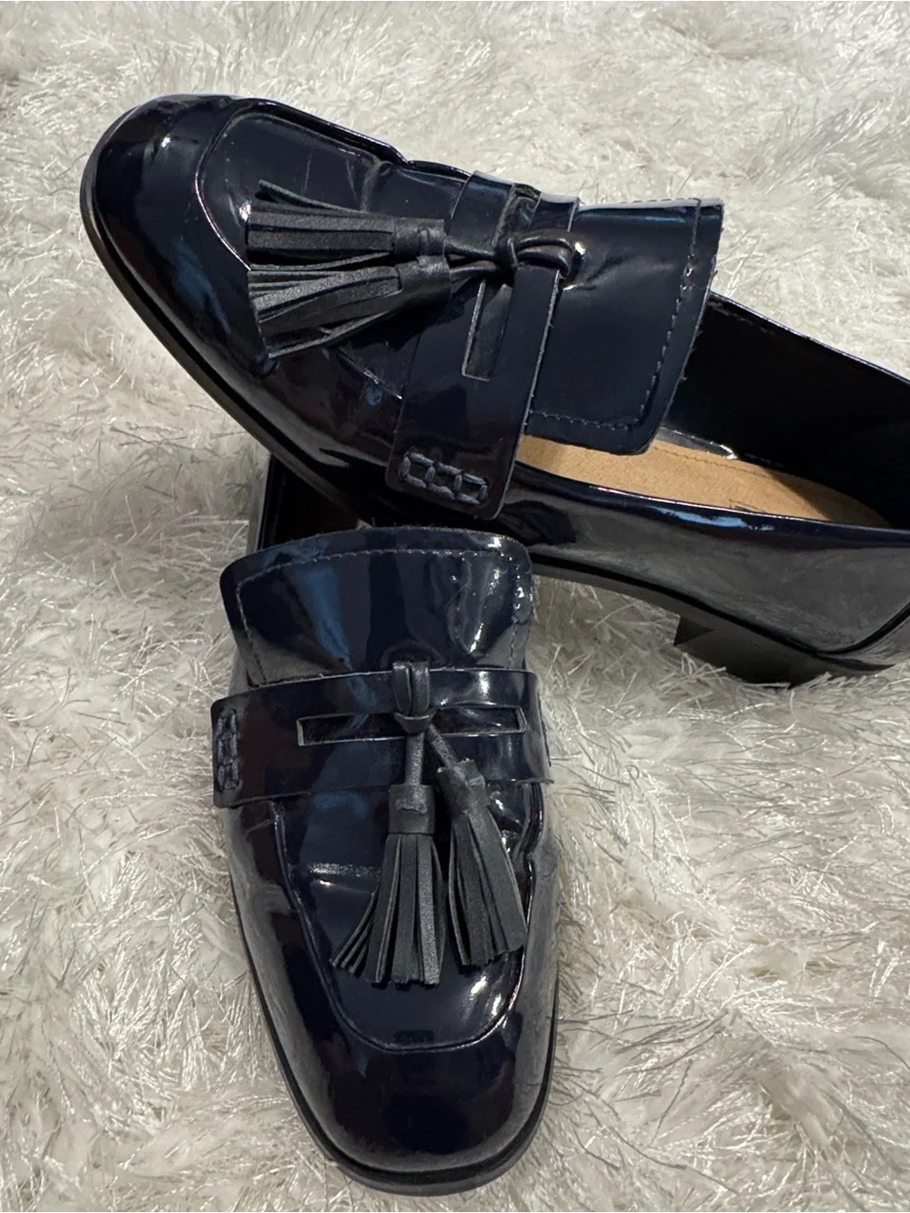 Tahari Deep Navy Patent Tassel Loafers - Picture 5 of 5